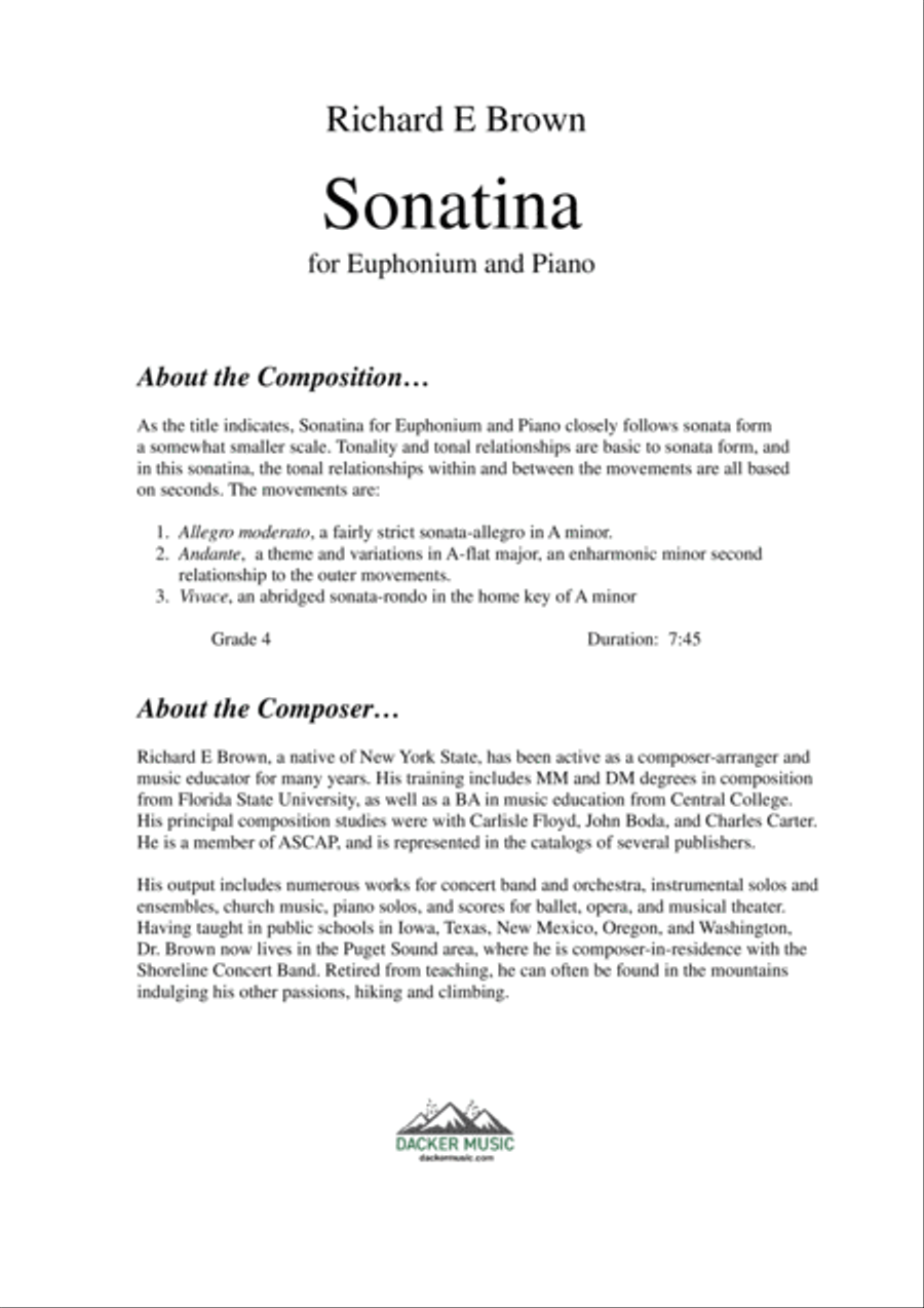 Sonatina for Euphonium and Piano Euphonium scores gallery preview page 2