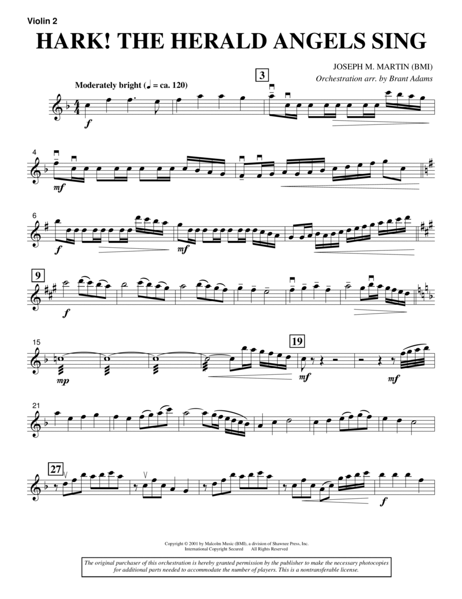 Hark! The Herald Angels Sing (from Journey Of Promises) - Violin 2 Choir scores gallery preview page 1