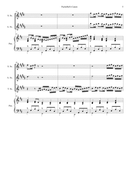 Pachelbel's Canon (Wedding Arrangement: for Saxophone Trio - Piano Accompaniment) image number null