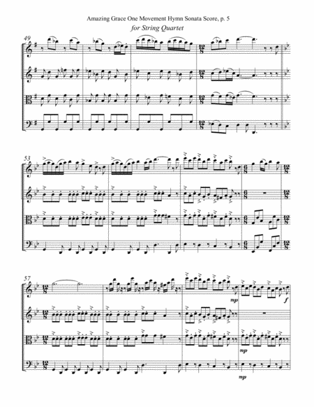 AMAZING GRACE Hymn Sonata for String Quartet (Score with Violin 1, Violin 2, Viola and Cello parts i image number null
