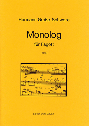 Book cover for Monolog für Fagott solo (1973)