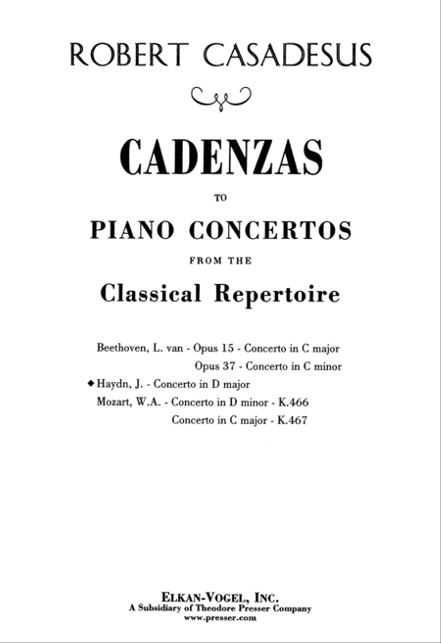 Concerto In C K467 - Piano - Cadenzas Only Chamber Music scores gallery preview page 1