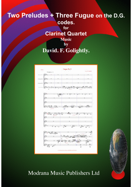 Two Preludes + Three Fugues on the D.F.G. codes for Clarinet Quartet. image number null
