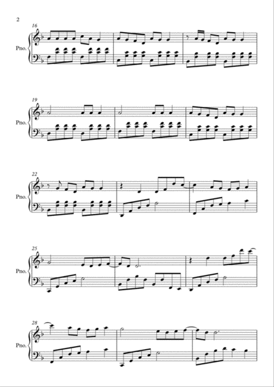 Counting Stars Piano Solo scores gallery preview page 2