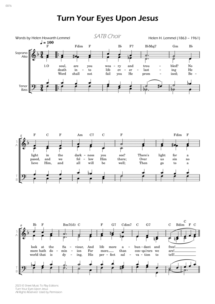 Turn Your Eyes Upon Jesus - SATB Choir - W/Chords image number null