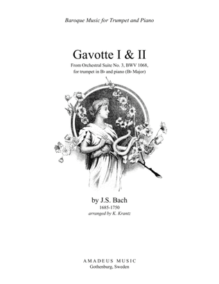 Book cover for Gavotte 1 & 2 BWV 1068 for trumpet in Bb and piano