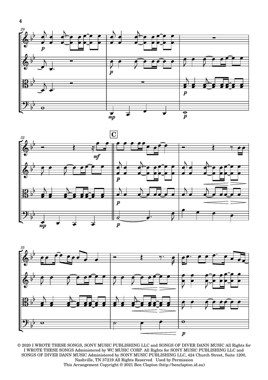 Starting Over String Quartet scores gallery preview page 4