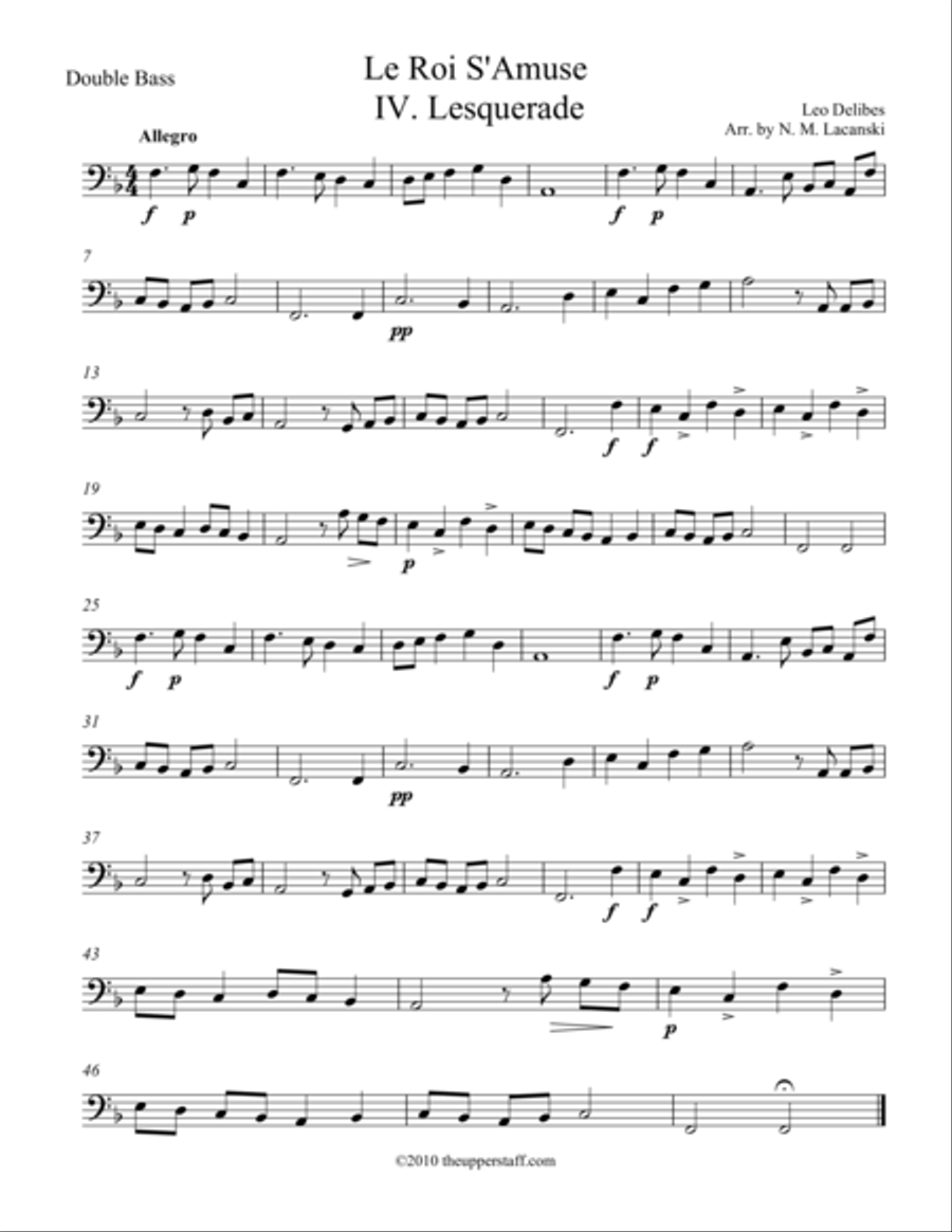 Le Roi S'Amuse Lesquerade String Orchestra scores gallery preview page 1