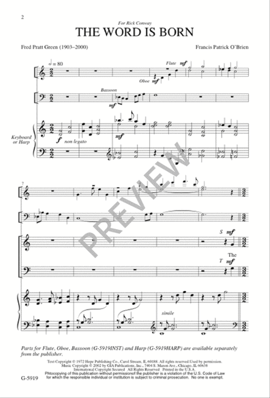 The Word Is Born The Word Is Born 4-Part scores gallery preview page 1