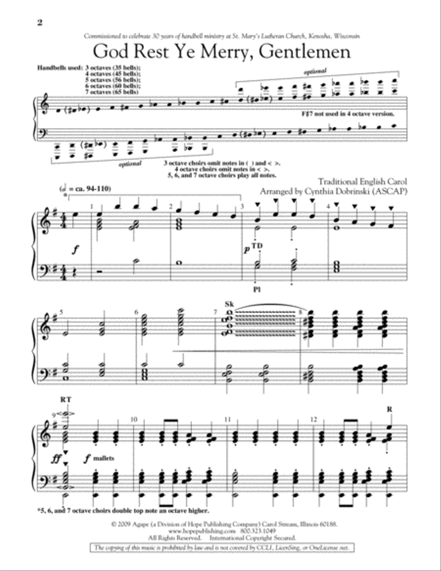 God Rest Ye Merry, Gentlemen by Cynthia Dobrinski Handbell Choir - Sheet Music page 2