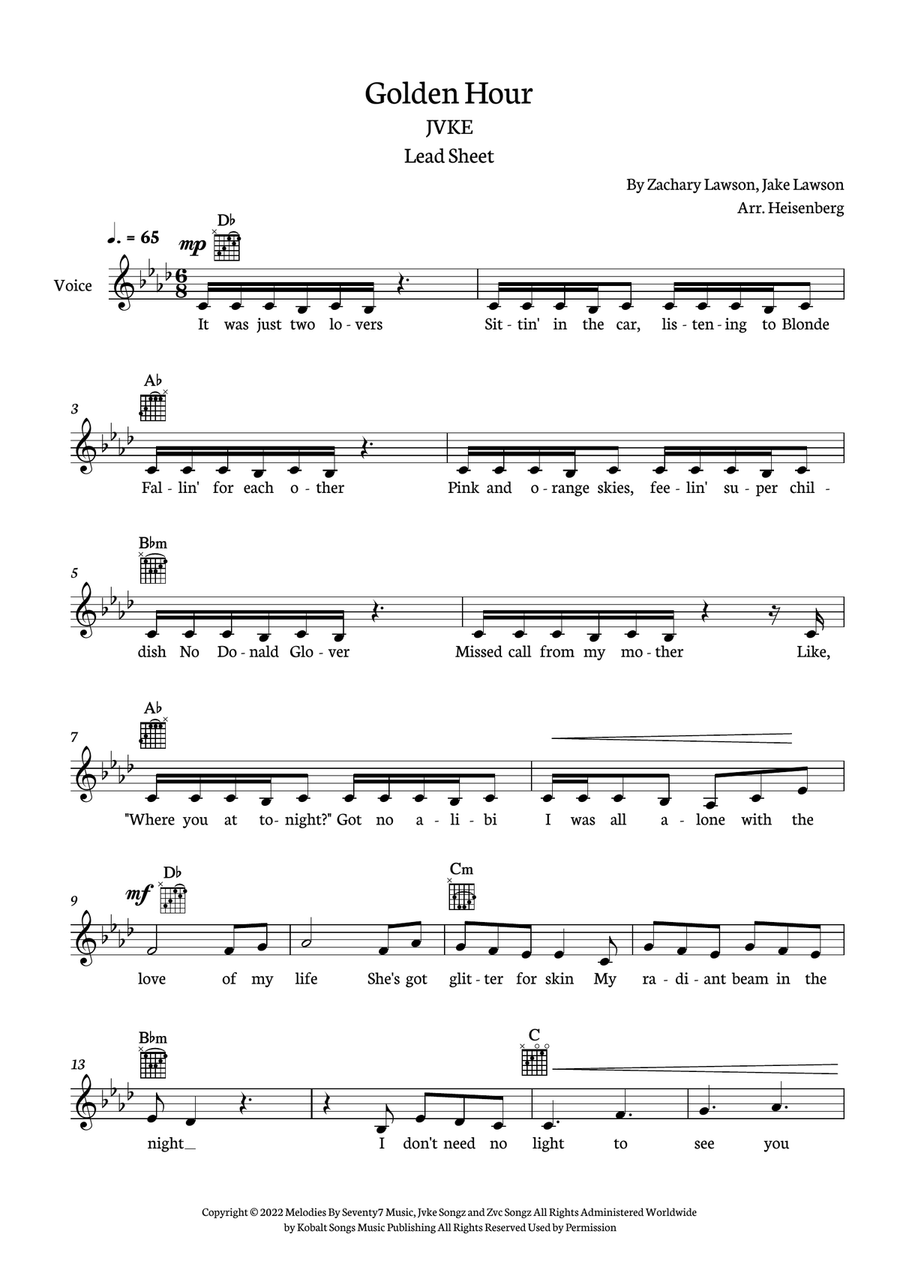Golden Hour Piano scores gallery preview page 1