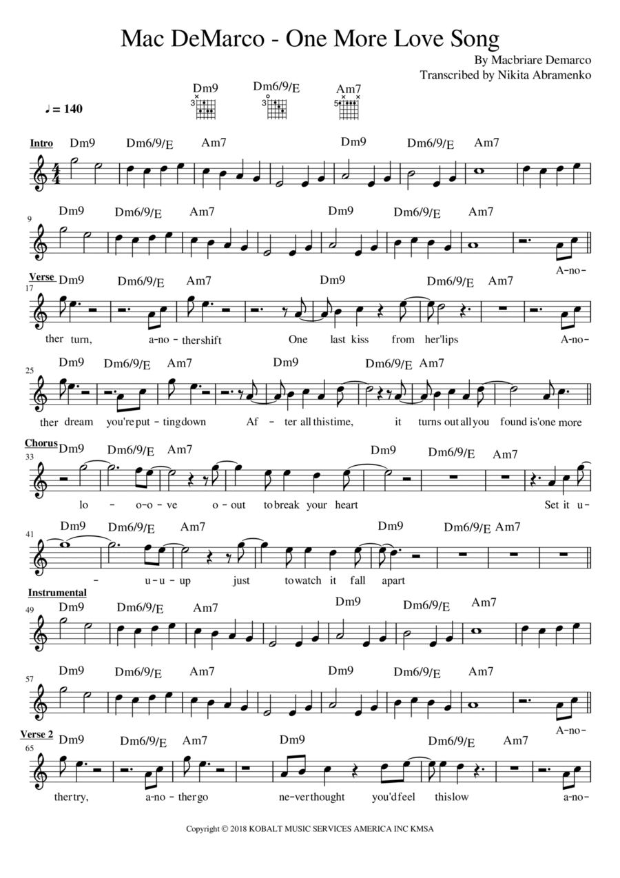 One More Love Song Small Ensemble scores gallery preview page 1