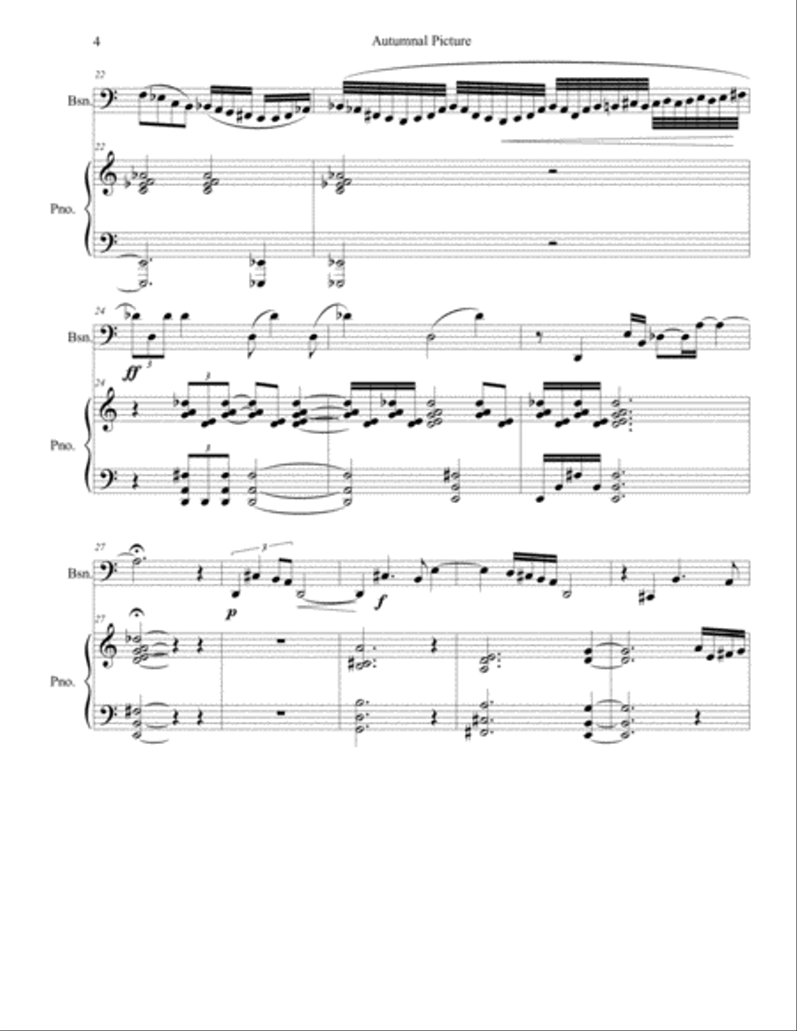 Autumnal Picture, for Bassoon and Piano, by Gregory Hamilton