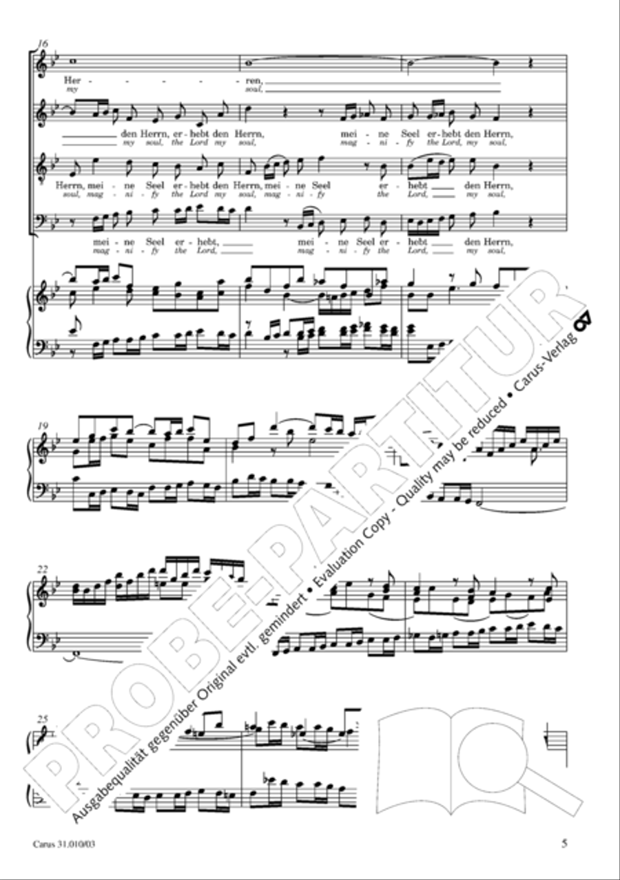 Magnify the Lord, my soul (Meine Seel erhebt den Herren) 4-Part scores gallery preview page 6