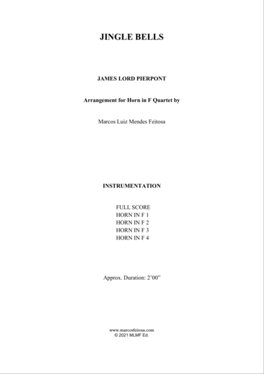 Jingle Bells - Horn in F Quartet Jingle Bells - Horn in F Quartet French Horn Quartet scores gallery preview page 2