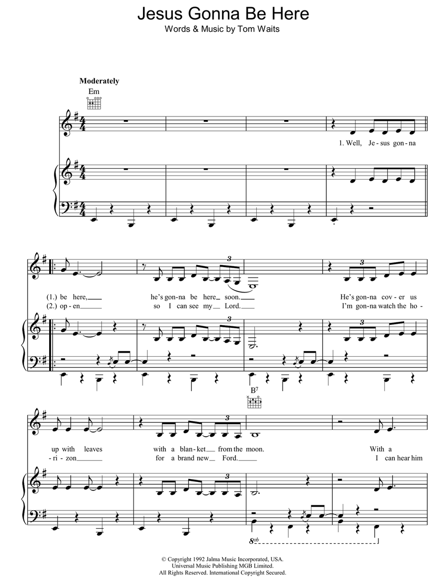 Jesus Gonna Be Here Piano, Vocal, Guitar scores gallery preview page 1