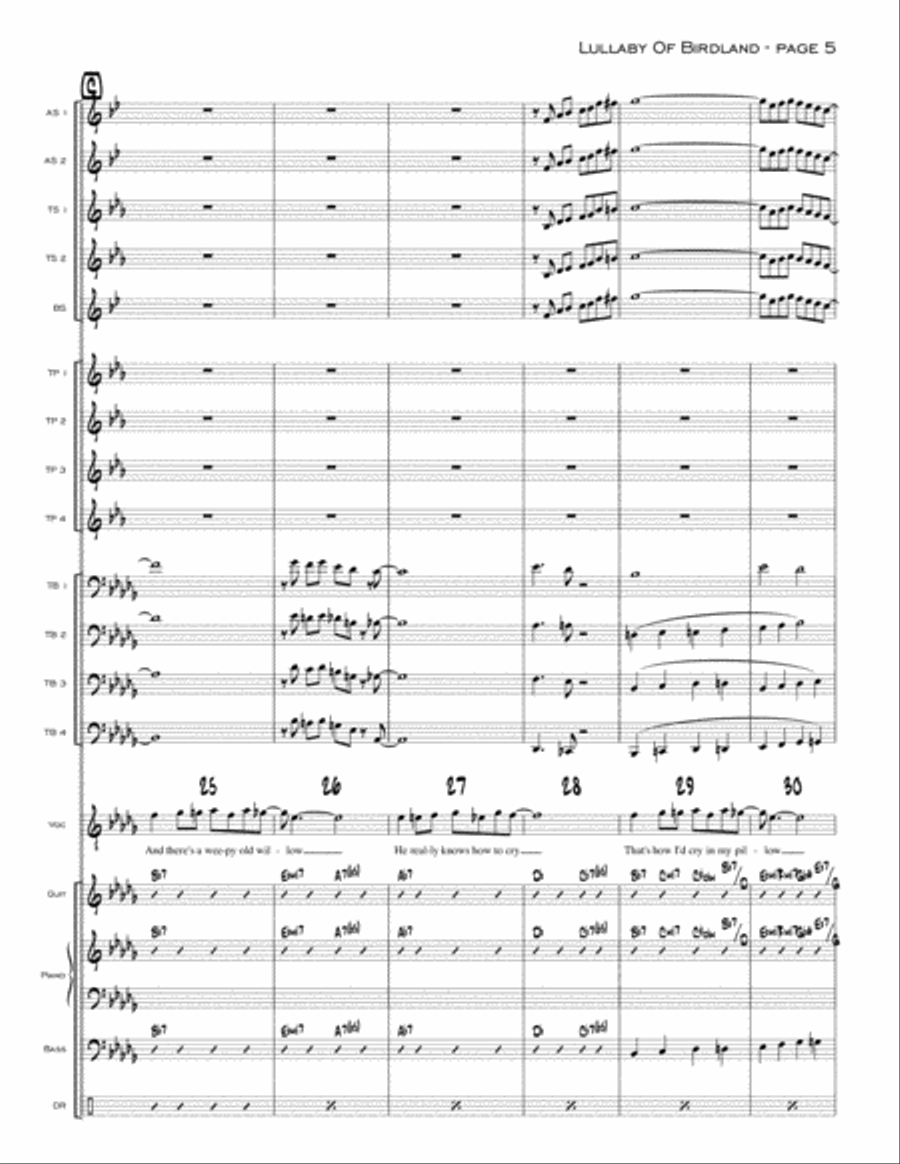 Lullaby Of Birdland Jazz Ensemble scores gallery preview page 5