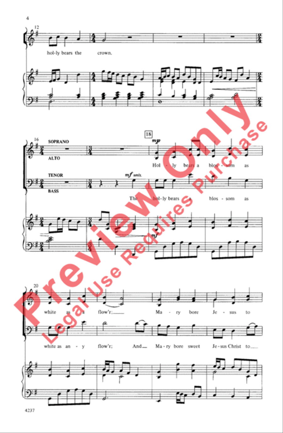 An English Christmas 4-Part scores gallery preview page 3