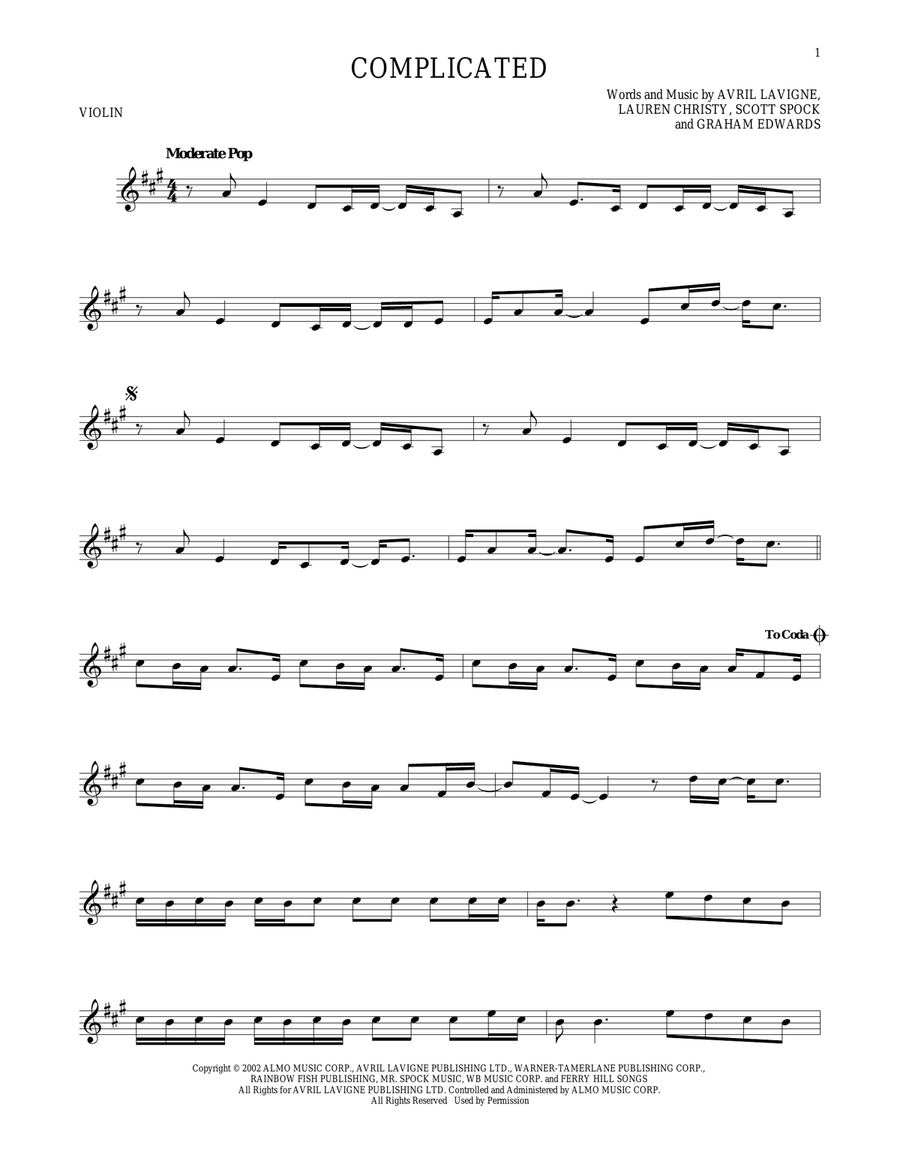 Complicated Violin Solo scores gallery preview page 1