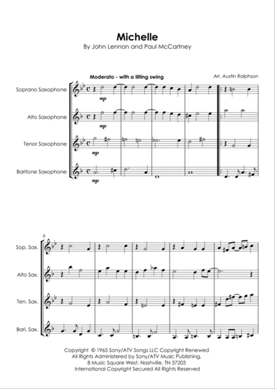 Michelle Saxophone Quartet scores gallery preview page 5