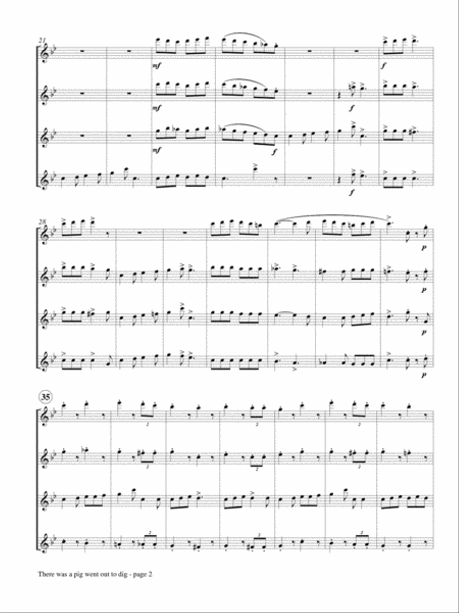 There was a pig went out to dig for Flute Quartet Flute Quartet scores gallery preview page 3