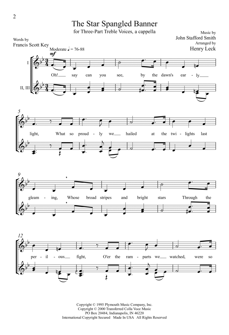 The Star Spangled Banner The Star Spangled Banner SSA scores gallery preview page 1