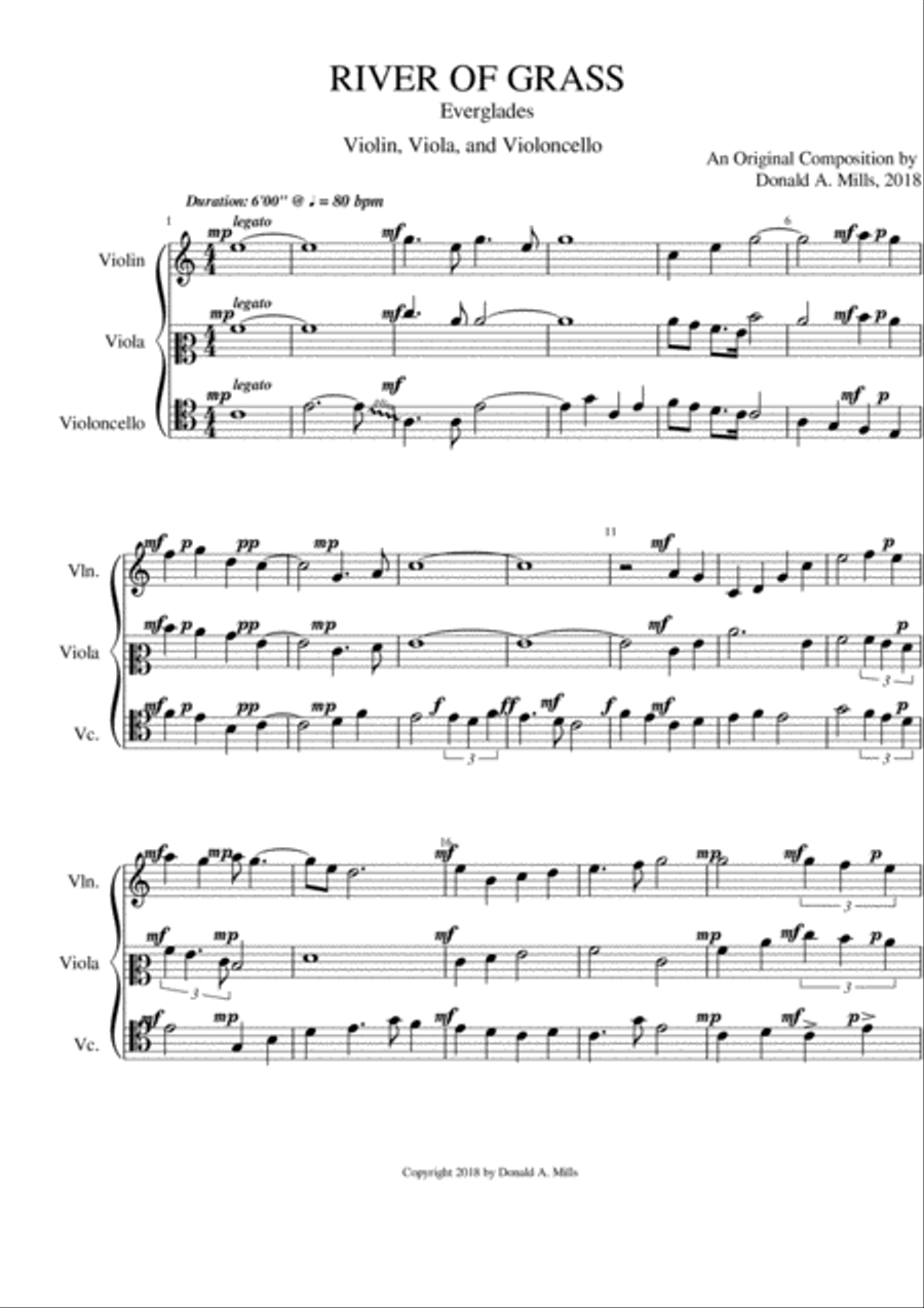 River of Grass (Everglades) String Trio scores gallery preview page 1