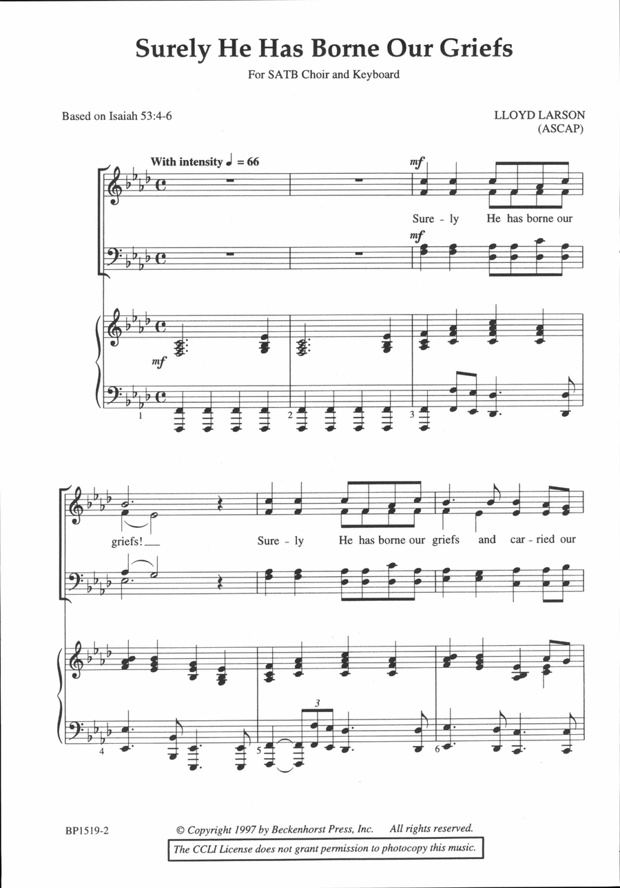 Surely He Has Borne Our Griefs - Larson 4-Part scores gallery preview page 2