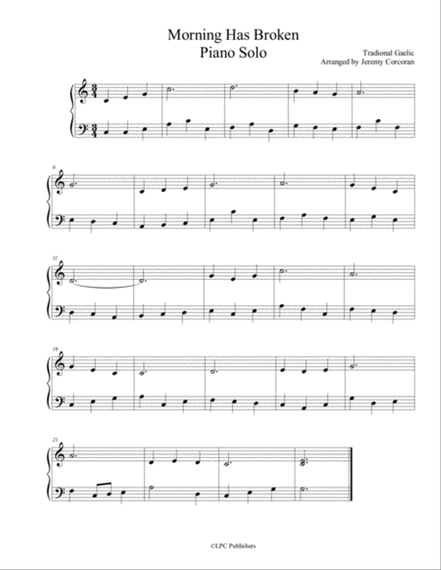 Morning Has Broken for Easy Solo Piano Easy Piano scores gallery preview page 1