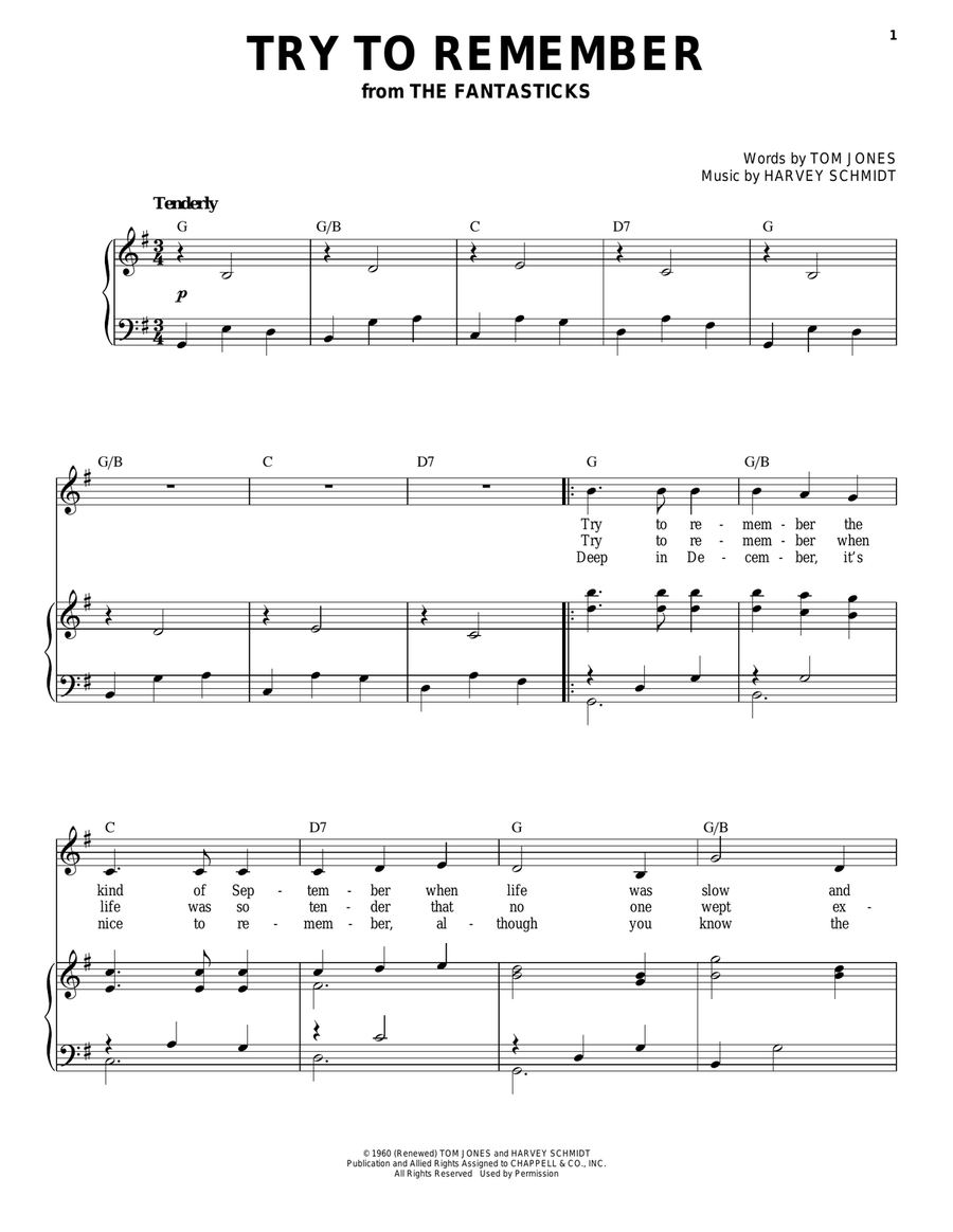 Try To Remember High Voice scores gallery preview page 1