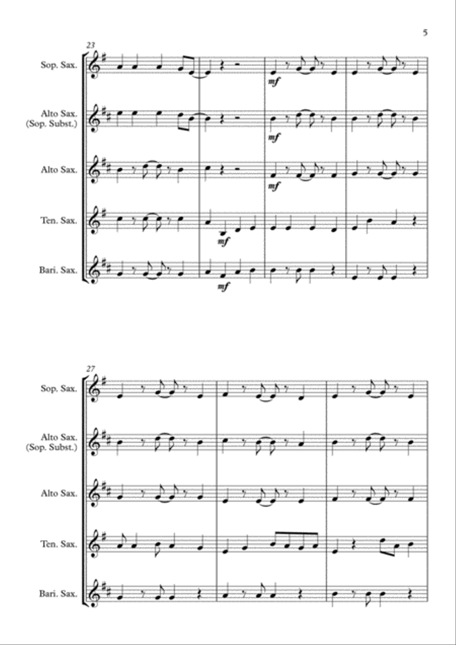 Shape Of You Saxophone Quartet scores gallery preview page 5