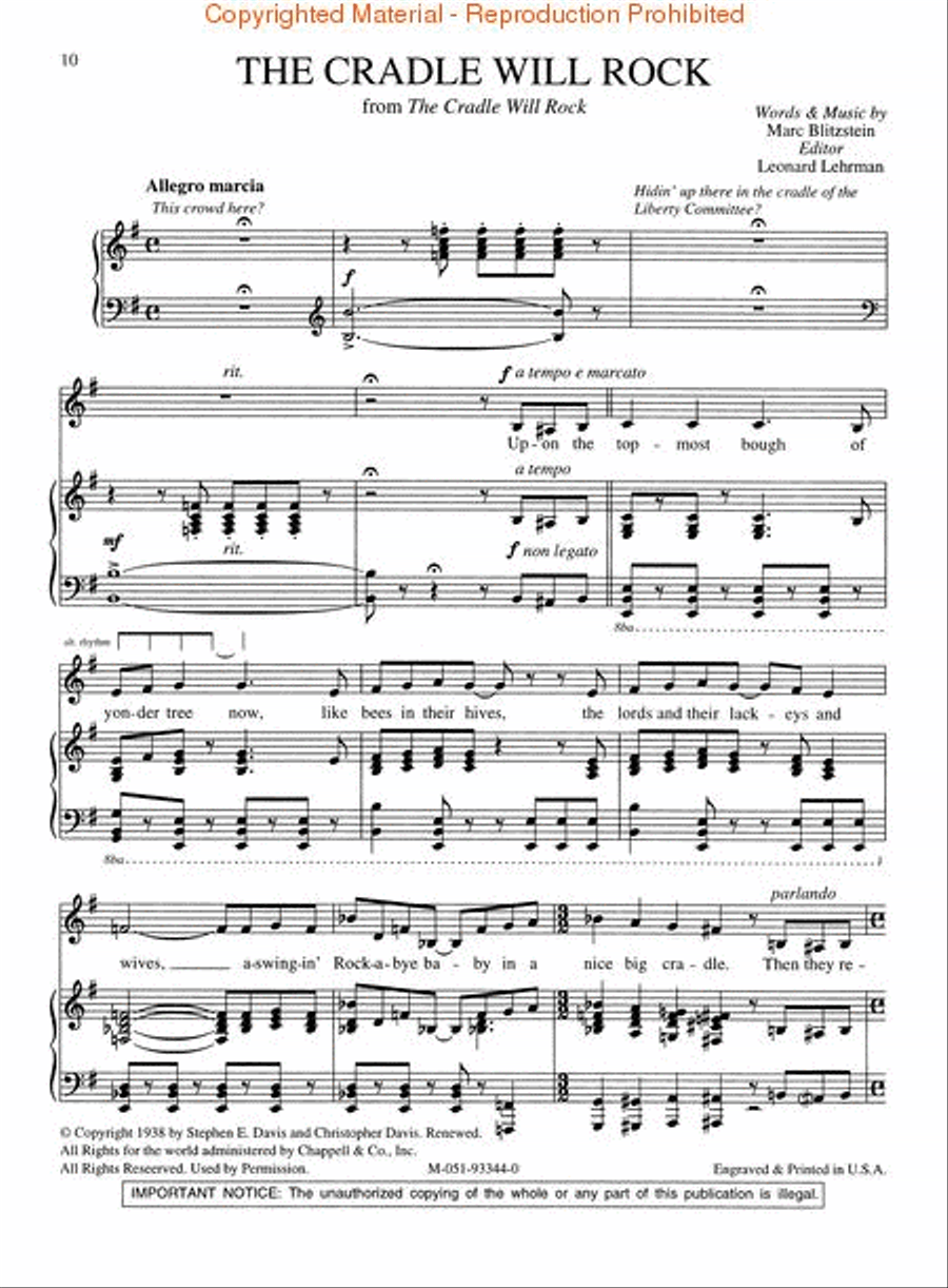 The Marc Blitzstein Songbook – Volume 1 Voice Solo scores gallery preview page 3