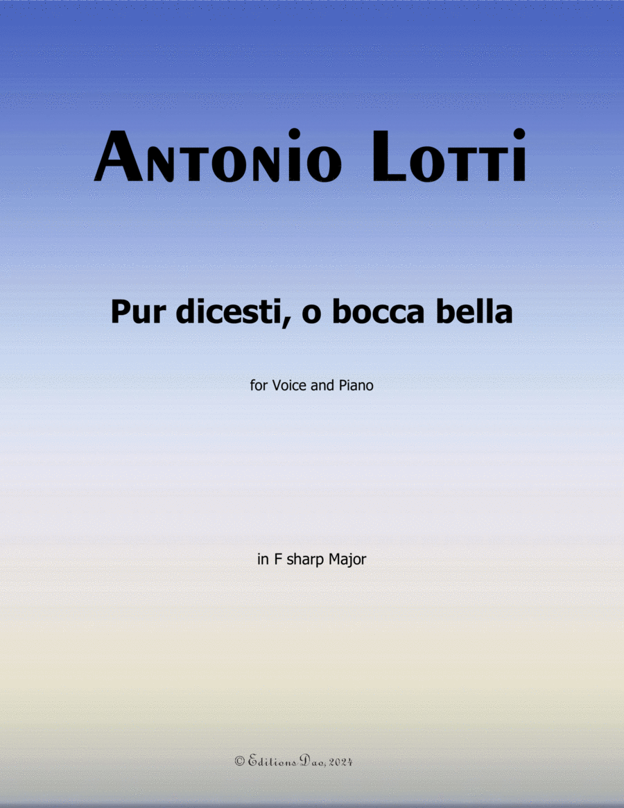 Pur dicesti,o bocca bella, by Antonio Lotti, in F sharp Major Voice scores gallery preview page 1