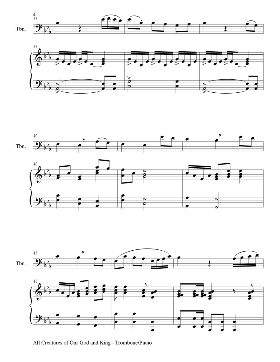 Gary Lanier: 3 HYMNS of ADORATION (Duets for Trombone & Piano) Trombone Duet scores gallery preview page 6
