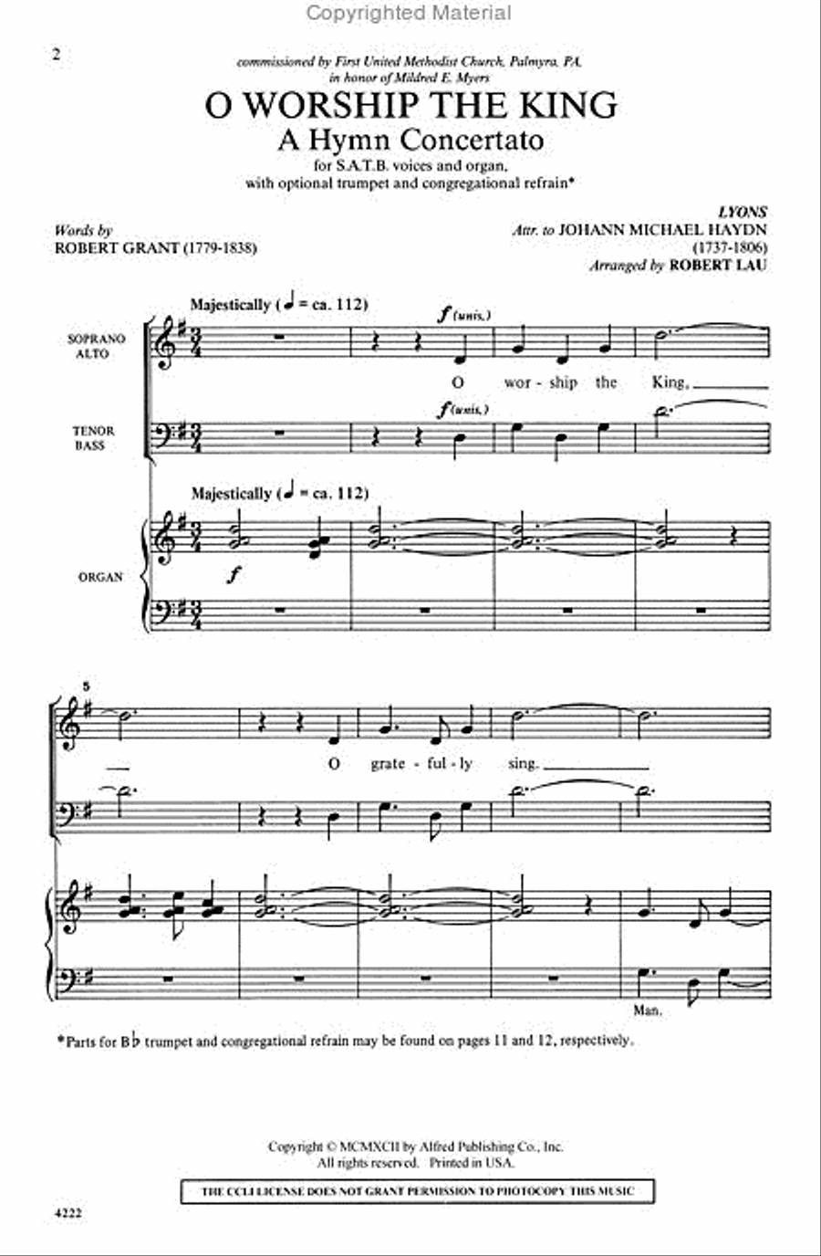O Worship the King 4-Part scores gallery preview page 2