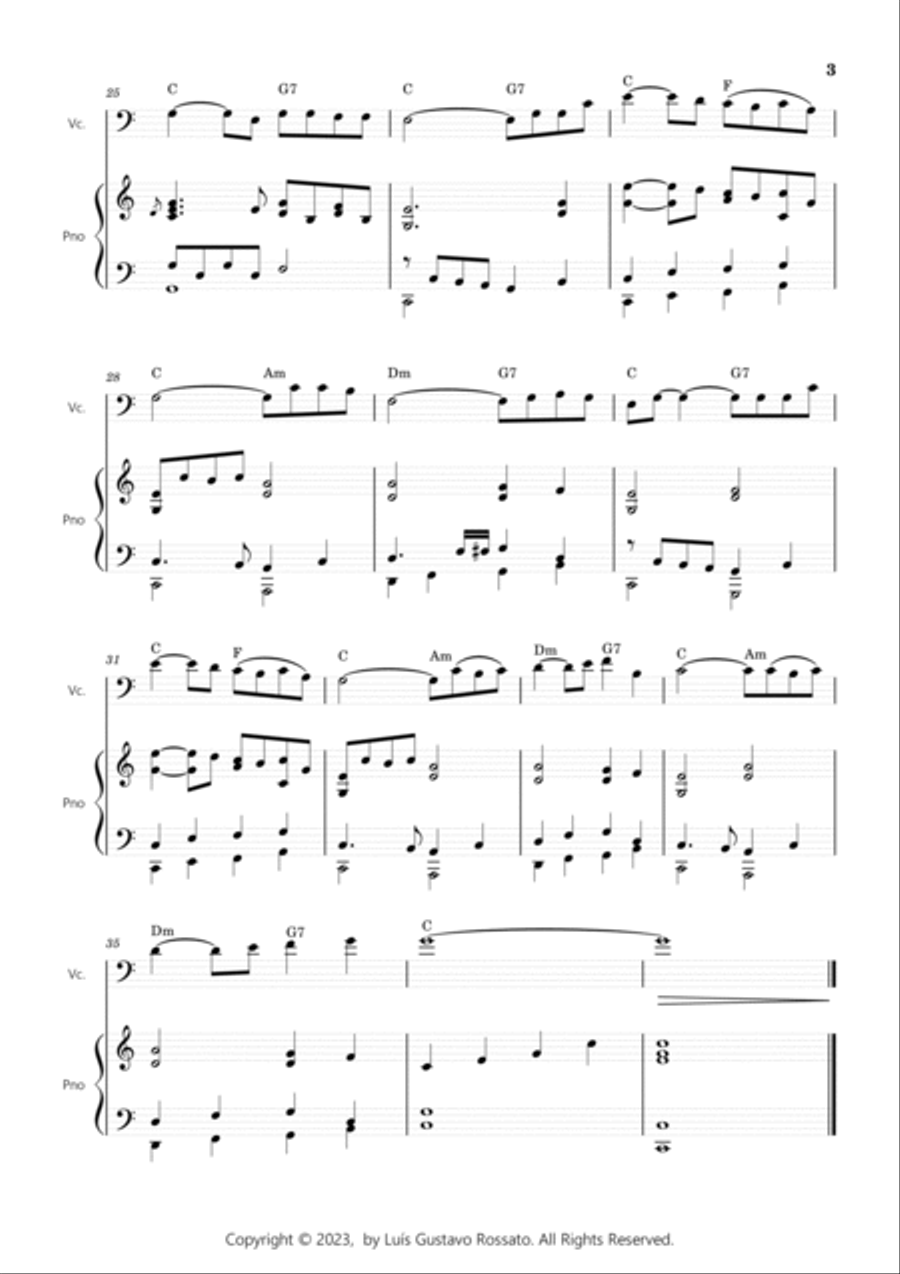 How Great Thou Art (O Store Gud) - Cello and piano- Key of C Piano scores gallery preview page 3