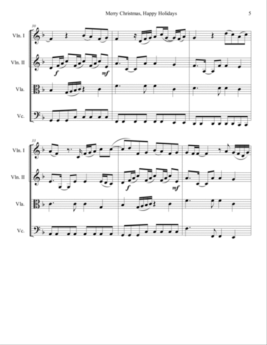 Merry Christmas, Happy Holidays String Quartet scores gallery preview page 6