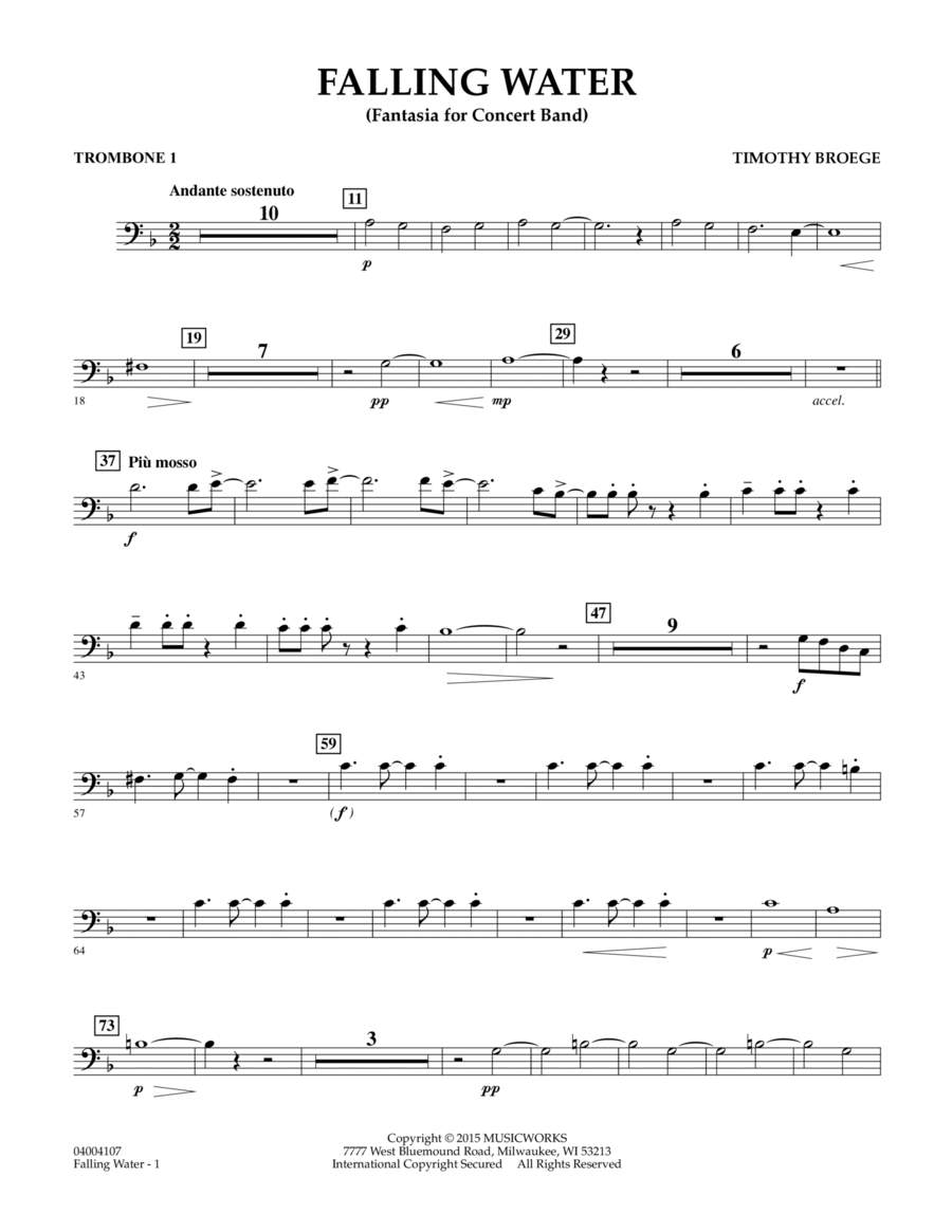 Falling Water - Trombone 1 Trombone scores gallery preview page 1