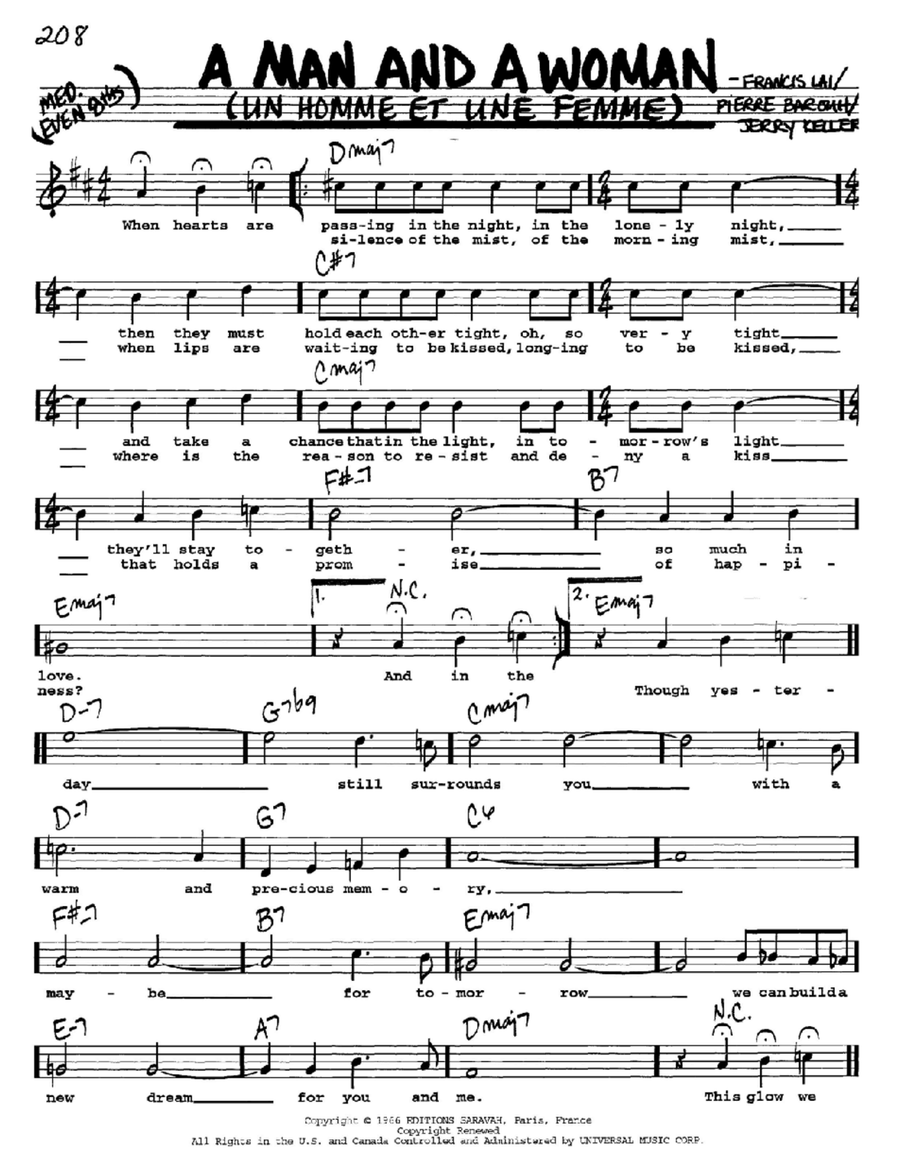 A Man And A Woman (Un Homme Et Une Femme) Voice scores gallery preview page 1