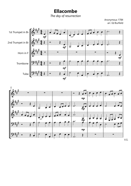 Ellacombe (The day of resurrection) - Hymn Tune for Brass Quintet (with original descant) image number null