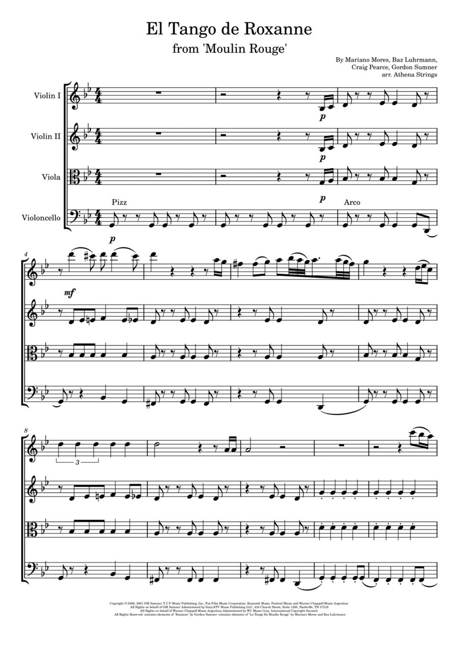 El Tango De Roxanne El Tango De Roxanne String Quartet scores gallery preview page 1