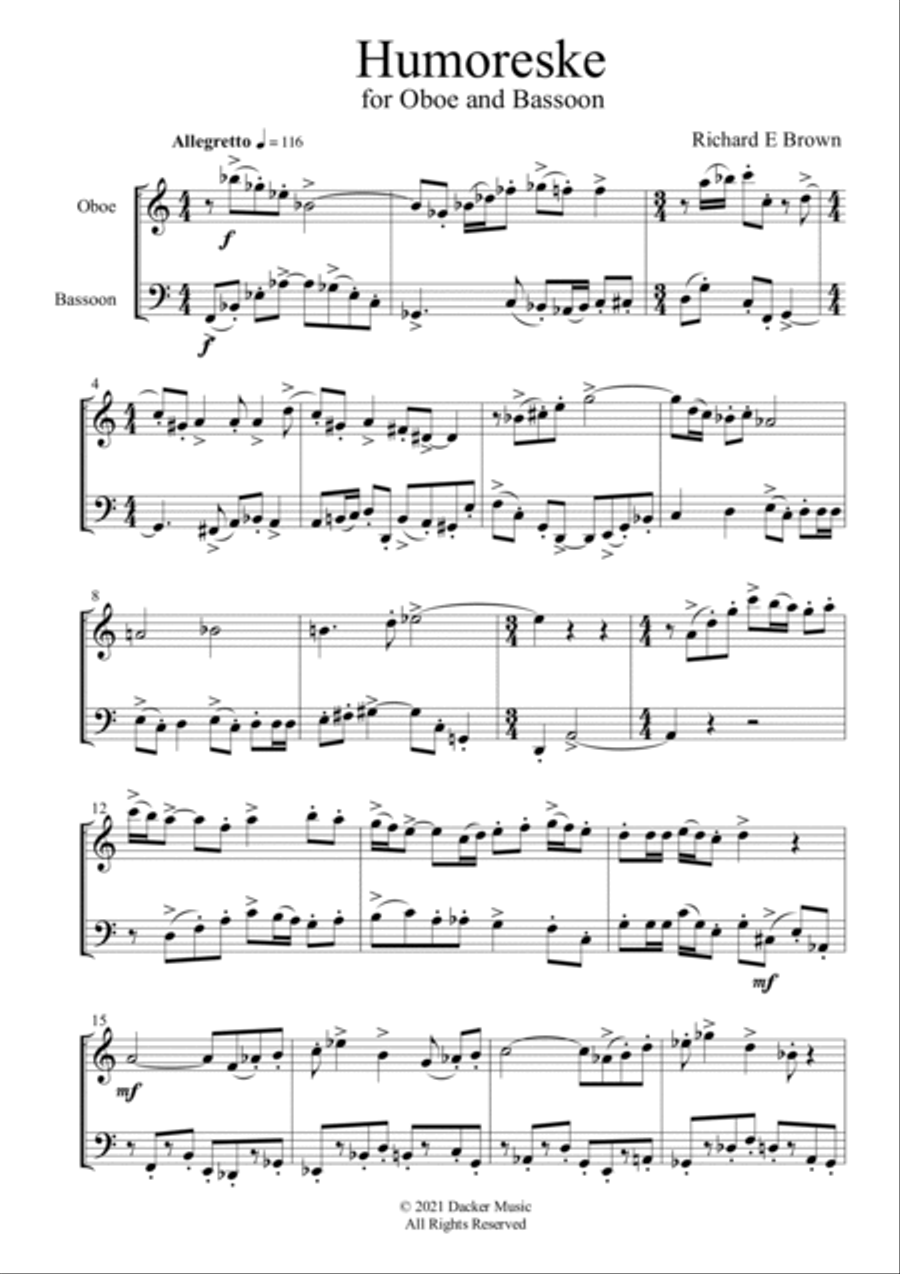 Humoreske for Oboe and Bassoon Woodwind Duet scores gallery preview page 2