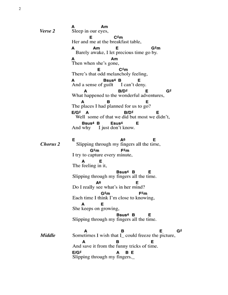 Slipping Through My Fingers Acoustic Guitar scores gallery preview page 2