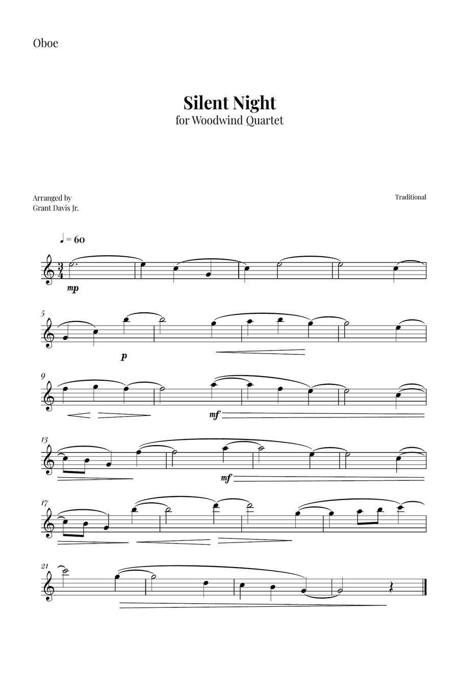 Silent Night Woodwind Quartet scores gallery preview page 5