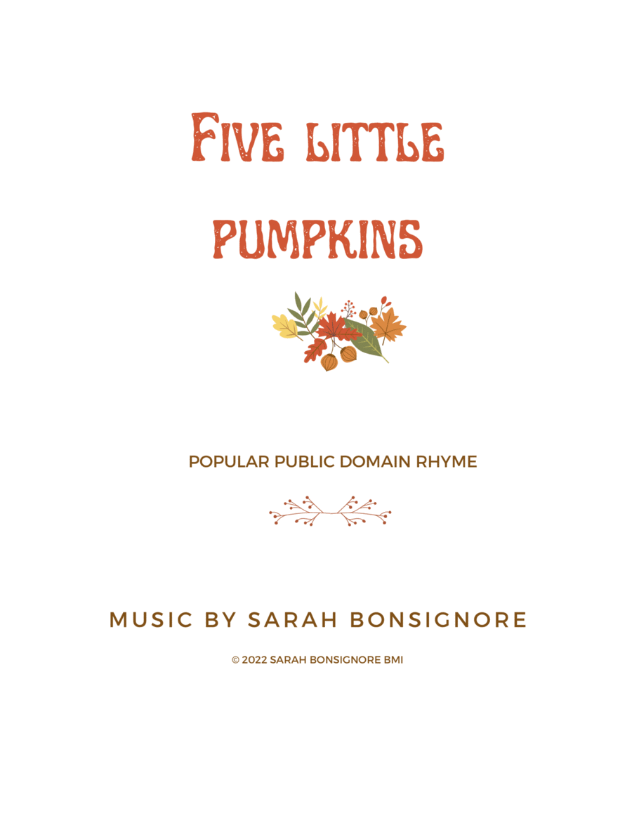 Five Little Pumpkins Easy Piano scores gallery preview page 1