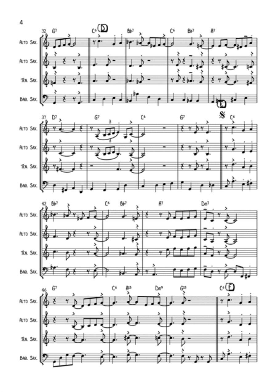 Yardbird Suite Saxophone Quartet scores gallery preview page 4