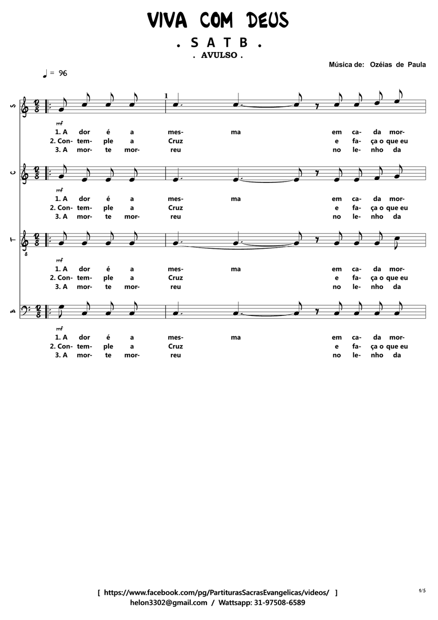 Viva Com Deus 4-Part scores gallery preview page 1