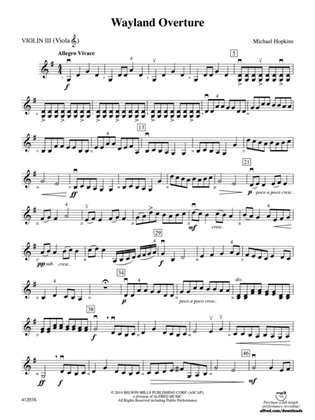 Wayland Overture: 3rd Violin (Viola [TC])