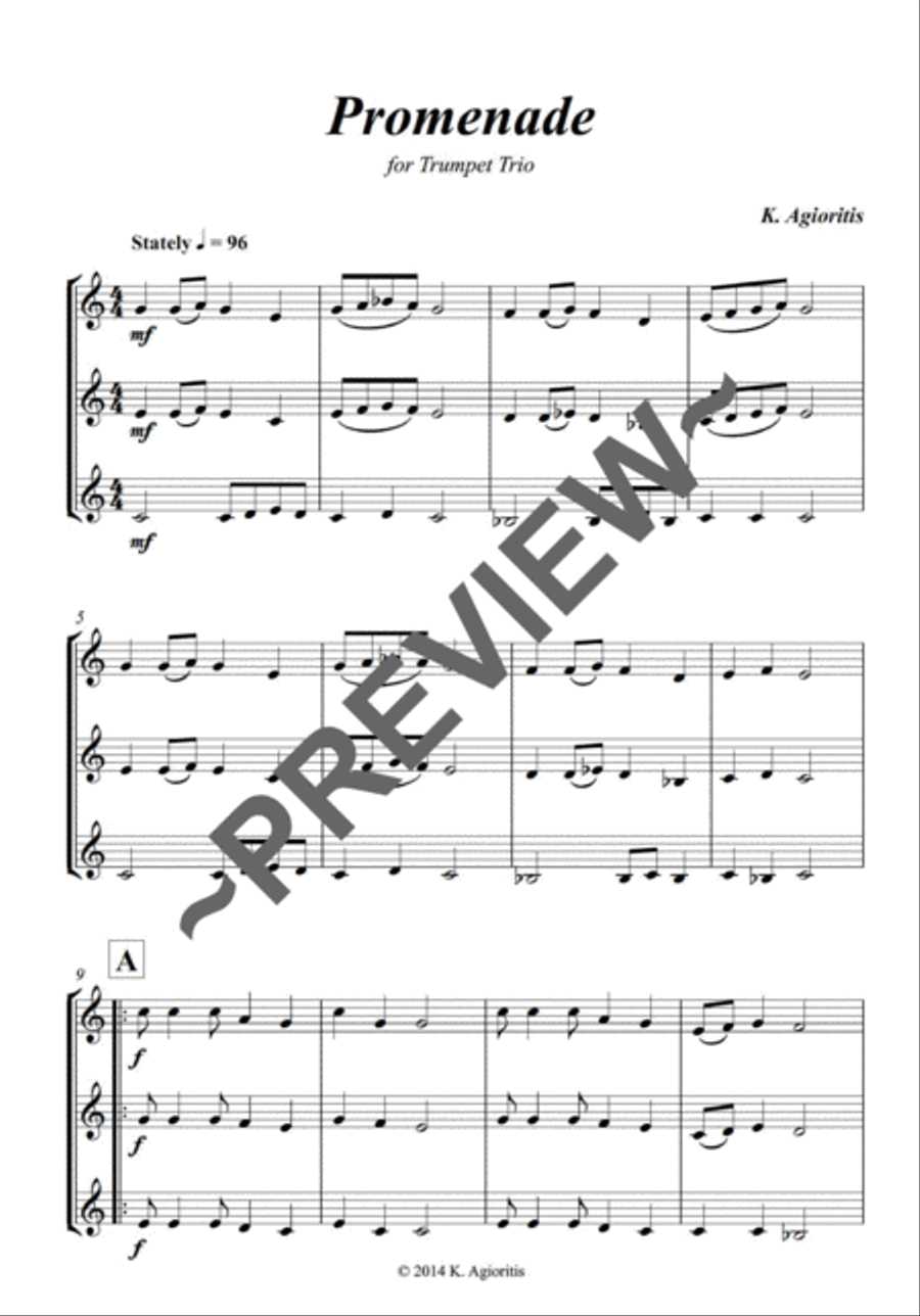 Promenade - for Young Trumpet Trio Trumpet Trio scores gallery preview page 3