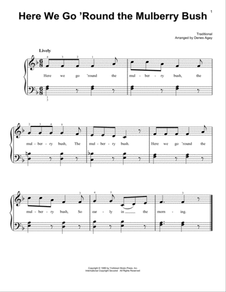 Here We Go 'Round The Mulberry Bush (arr. Denes Agay) Easy Piano scores gallery preview page 1